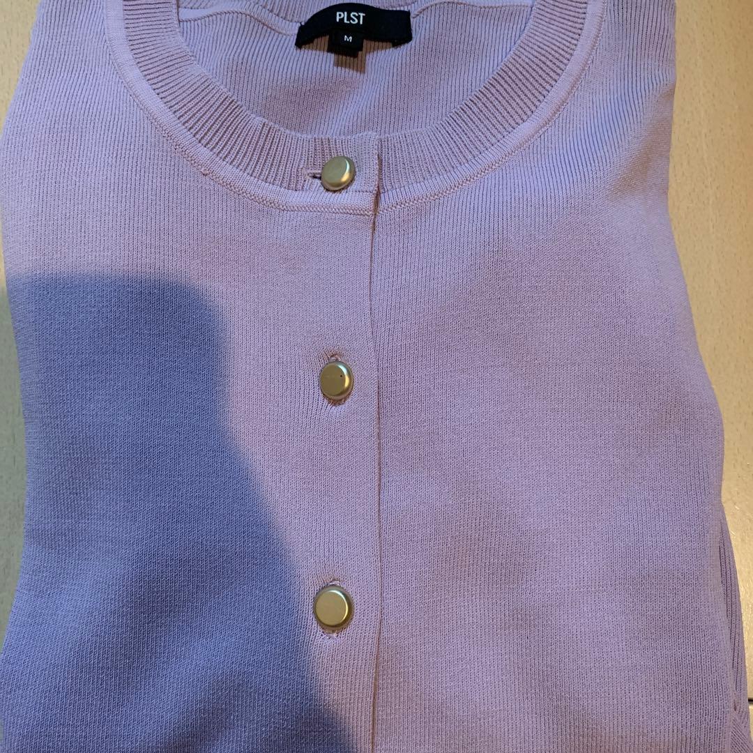 PLST UV protection rayon metal button cardigan knit