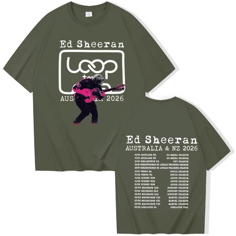 Футболка Ed Sheeran Loop Tour 2026 Мужская Женская Харадзюку С круглым вырезом Повседневная рубашка Футболка Ed Sheeran Новая Женская футболка Мужская футболка 2026 S