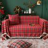 Christmas Decoration Green Plaid Color Sofa Cover Woven Polyester Cotton Red Green Sofa Blanket for Home Party Decor