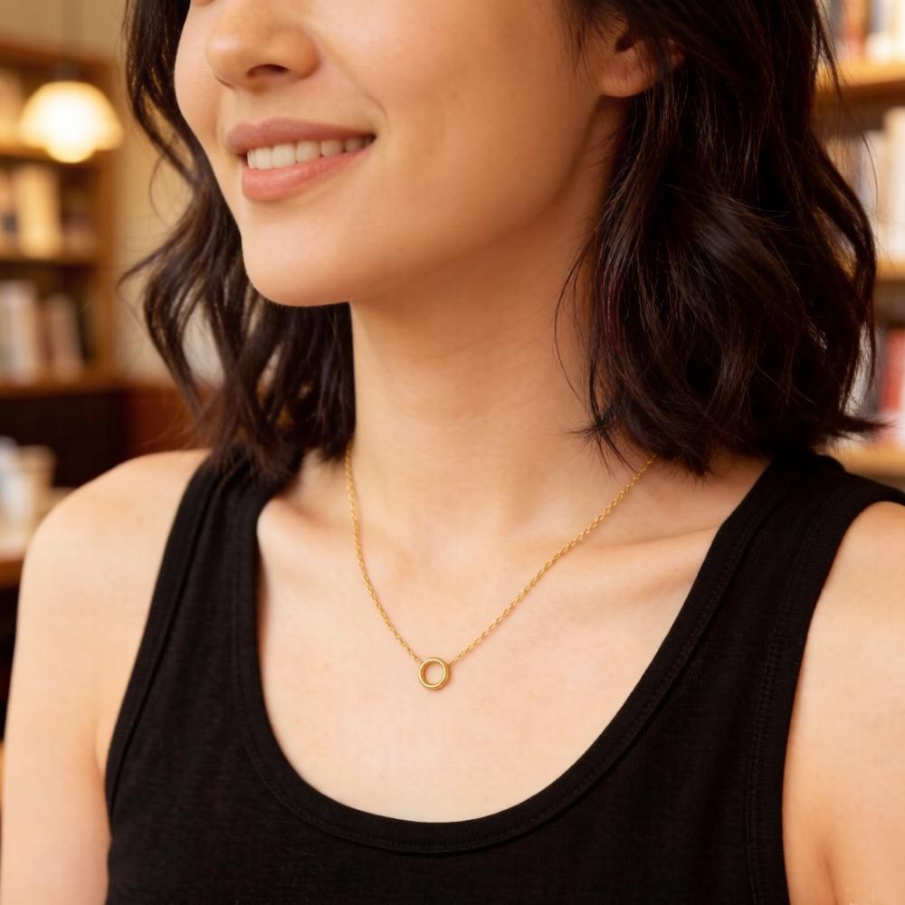 Charm Necklace Golden Round Carrier, Spring New Fashion Jewelry Europe 925 Silver Trendy Gift For Women