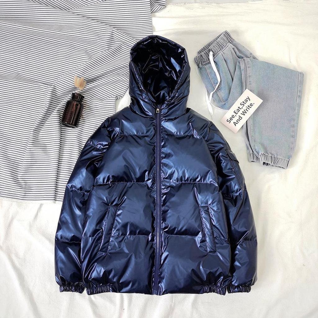 Men's Shiny Hooded Cotton Down Winter Coat - Youth Trendy Brand
