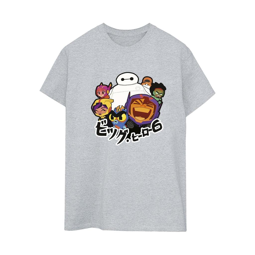 Disney Womens/Ladies Big Hero 6 Baymax Group Manga Cotton Boyfriend T-Shirt