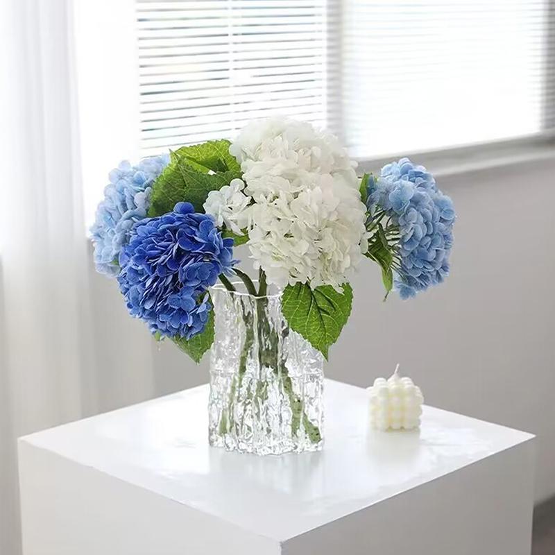 Blue Artificial Hydrangea Flowers Real Touch Green Artificial Hydrangea Branches Decoration Wedding Bouquet Flower Arrangement
