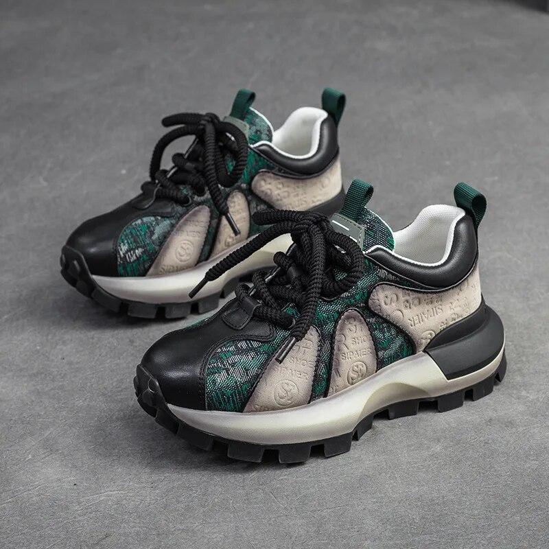 

Johnature модная спортивная обувь на толстой подошве, разноцветные кроссовки на шнуровке, универсальная женская обувь 39 чёрный