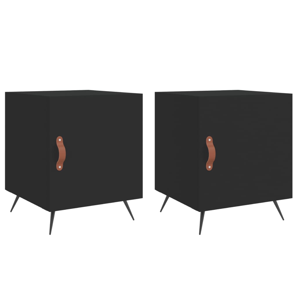 Nightstands 2 Pcs Black 40 X 40 X 50 Cm Engineered Wood