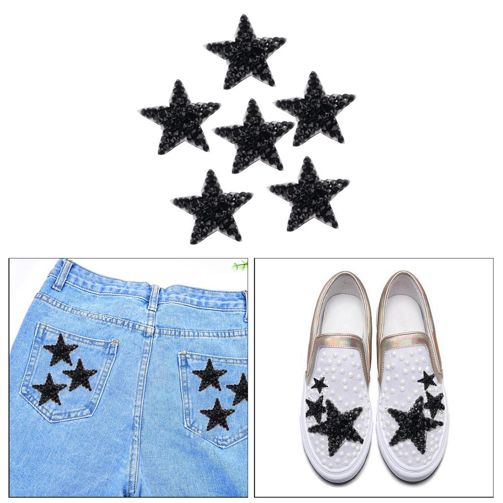 6pcs Rhinestone Star Patches Applique Patches Clothes Stick Sticker Badge