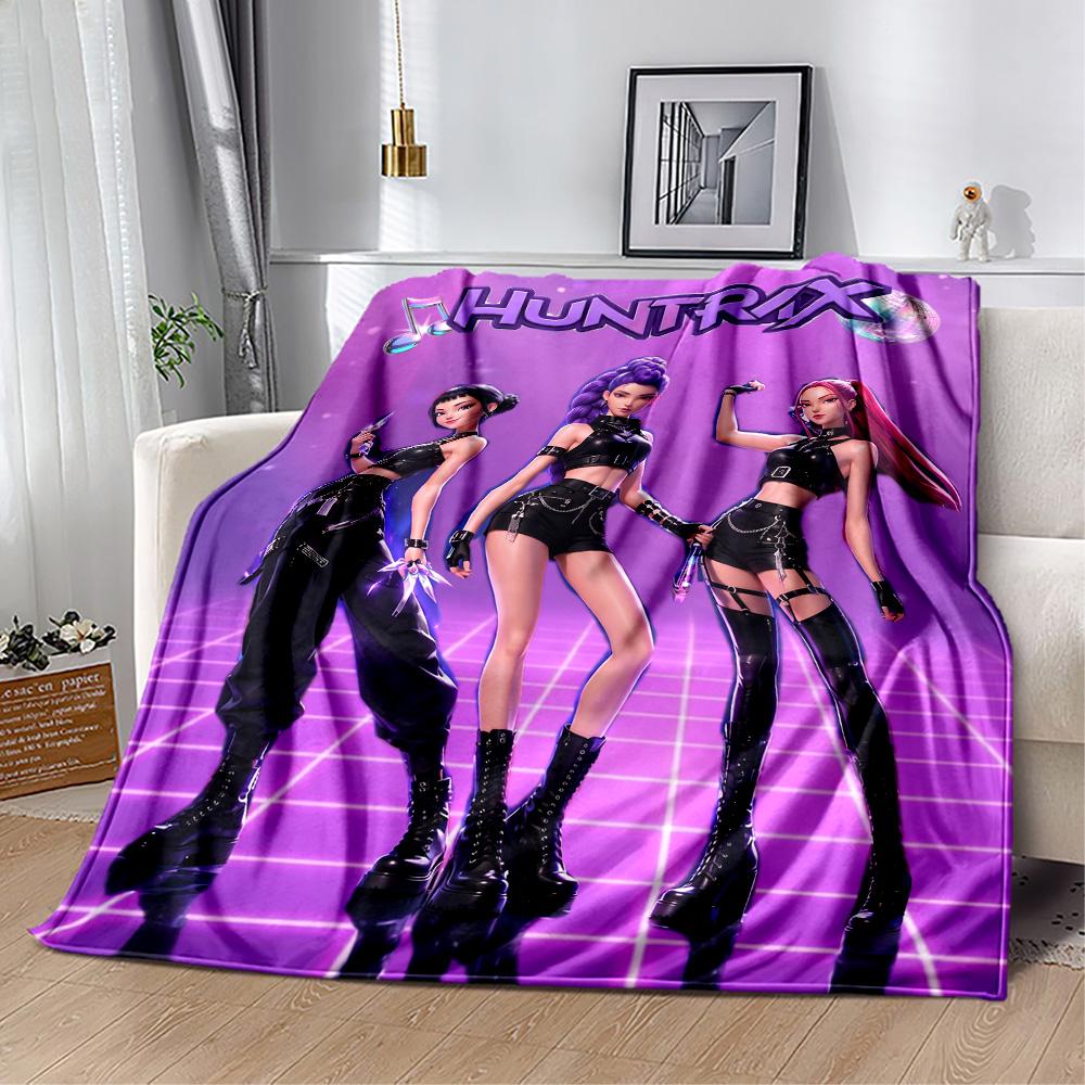K-pop Demon Hunters Blanket Durable Comfort Suitable for Seaside Office Chair Chair All-Season Use Playful Design