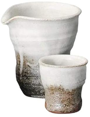 Sake Tokkuri e Ochoko Diâmetro x x Altura Esmalte de Cinza Pó Mino para Saquê Frio Conjunto Ale-net, (Taça de Saquê) Conjunto, 10.5 9.5 10.5cm, 270ml, Acabamento, Louça,