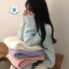 The Pink Loose Fit Label Patch Boucle Wool Knit