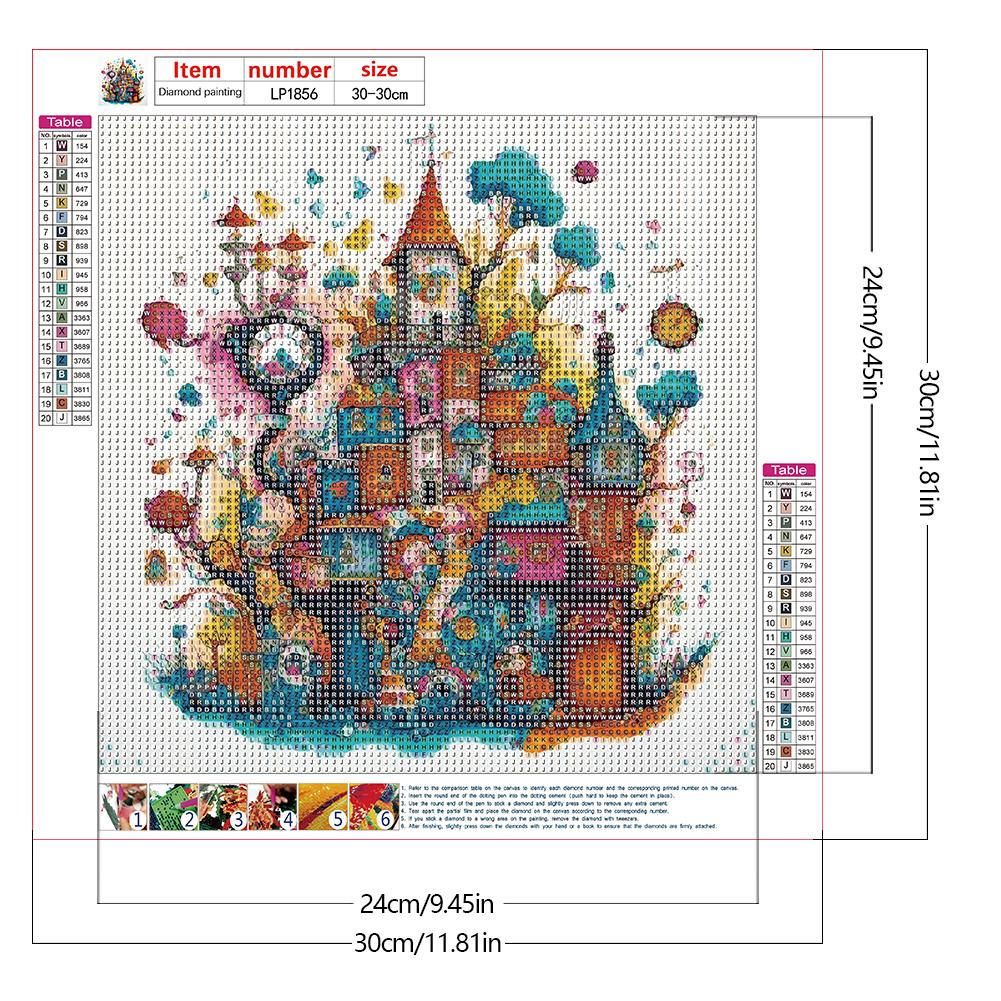 5D DIY Full Round Drill Diamond Painting Colorful House Abstract Series Decor