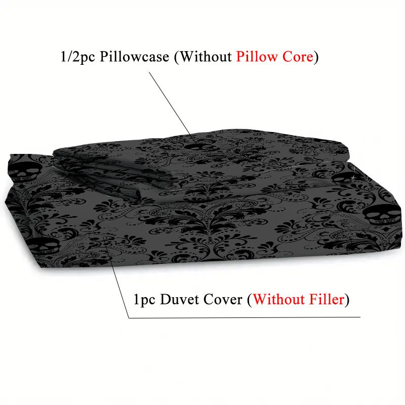 Skull Figure 3D Printed Quilt Cover Set No Filling Black Gothic Vintage Bedding Cover Pillowcase Home Textiles Duvet Cover Sets
