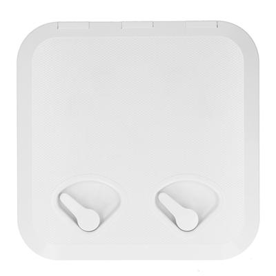 Biela krytka prístupového poklopu na palubu lode s 2 pevnými zapustenými rukoväťami, ABS plast, 14,75 x 14,5 palca