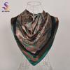 Bright Green Silk Scarf Cape Elegant Floral Design Satin Square Scarves Shawls 90*90cm Fashion Brand Silk Scarf Hijab
