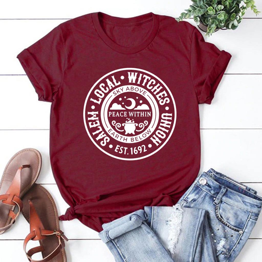 Local Witches TShirt Halloween Shirt Salem Local Witches Union T Shirts Unisex Vintage Aesthetic Clothes Harajuku Graphic Tees