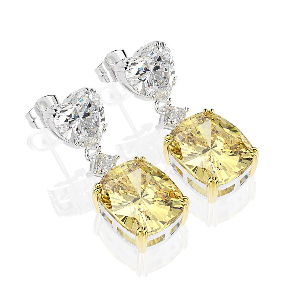 100 % Argento Sterling 925 Cuore Pietra Preziosa Moissanite Creato Oro Bianco Orecchini Pendenti Pendenti Gioielleria Fine