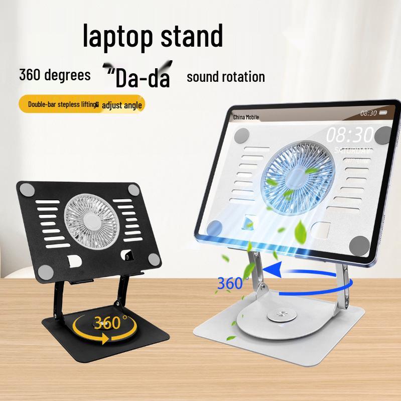 Aluminum Alloy Laptop Cooling Stand with 360° Rotation & Three-Level Adjustability