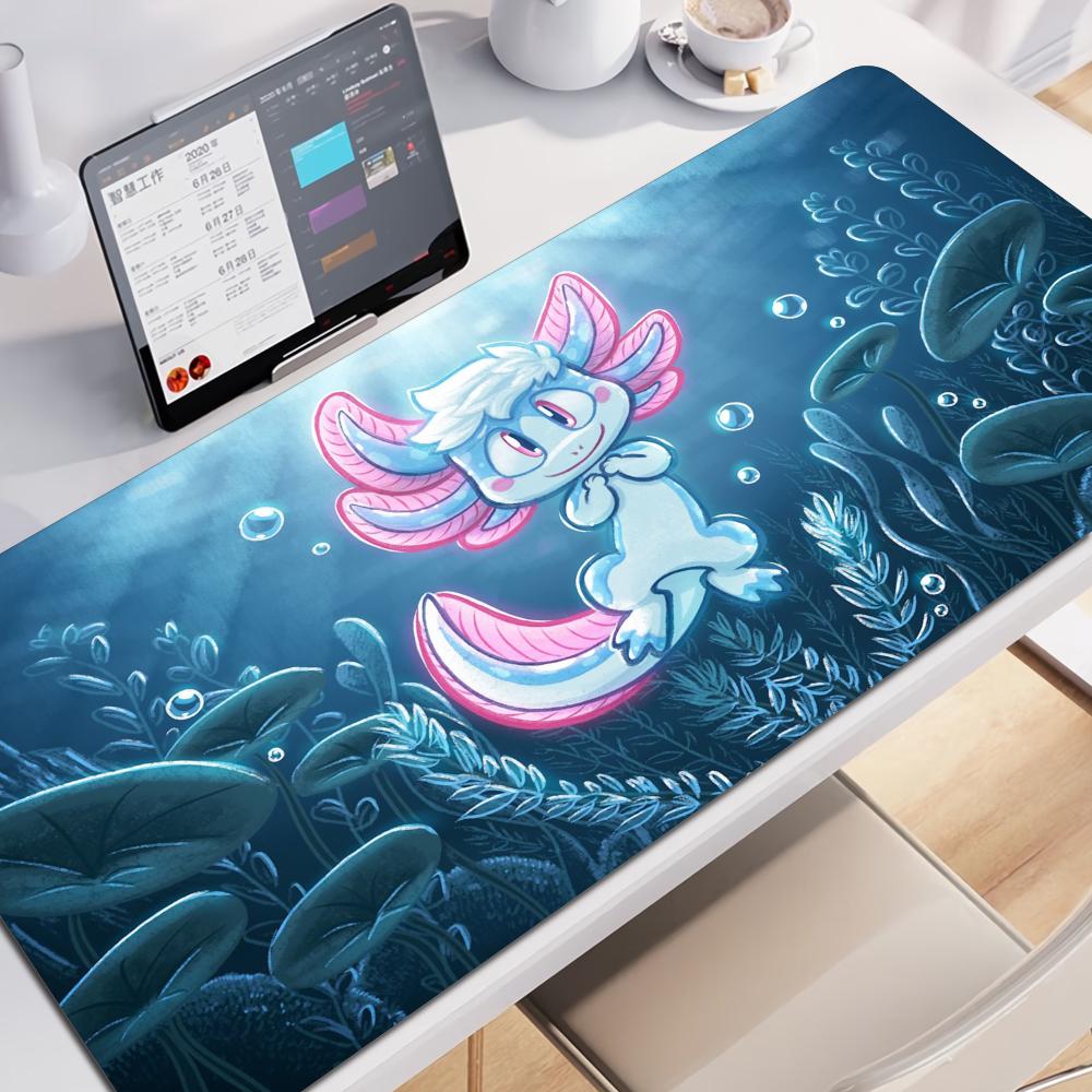 Roztomilý design axolotla Estetická velká podložka pod herní myš Podložka na kancelářský stůl Podložka pod počítačovou klávesnici Protiskluzové doplňky pro dekoraci kancelářského stolu
