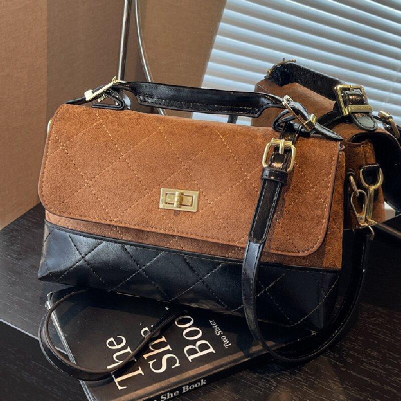 Autumn High-value Messenger Bag Women's Bag New Matte Leather Handbag Contrasting Color Chain Shoulder Bag