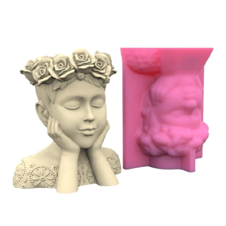

Wreath Girls Pen Holder Pot Mold Succulent Planter Silicone Mold for DIY Decor 1