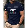 T-shirt estiva da uomo europea e americana con stampa di lettere di Milano, morbida e traspirante, girocollo, top casual da esterno urbano