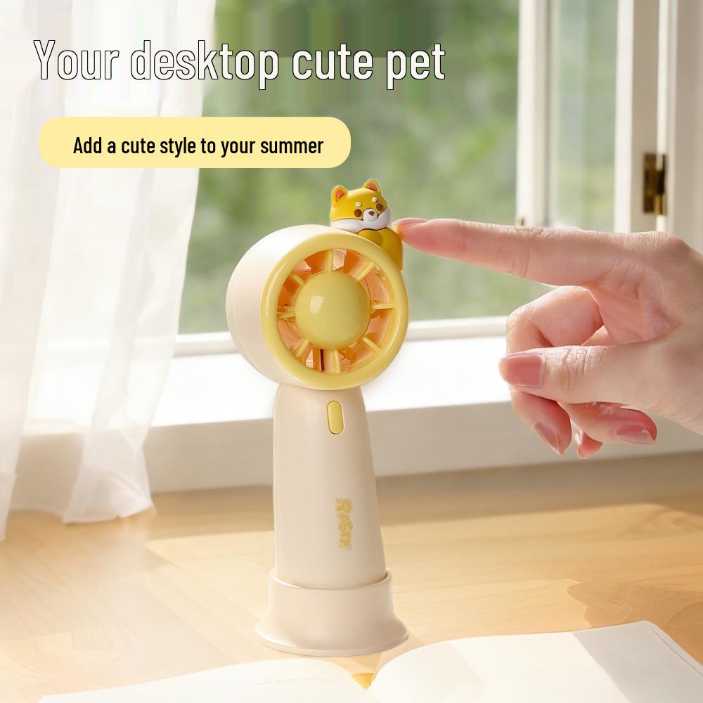 Cartoon USB Rechargeable Mini Handheld Fan - Outdoor Portable with Powerful Wind