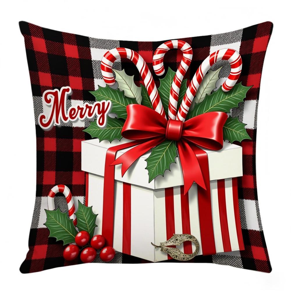 Christmas Cushion Cover Christmas Tree Pattern Snowflake Decorative Pillowcase Santa Claus Cartoon Square Shape