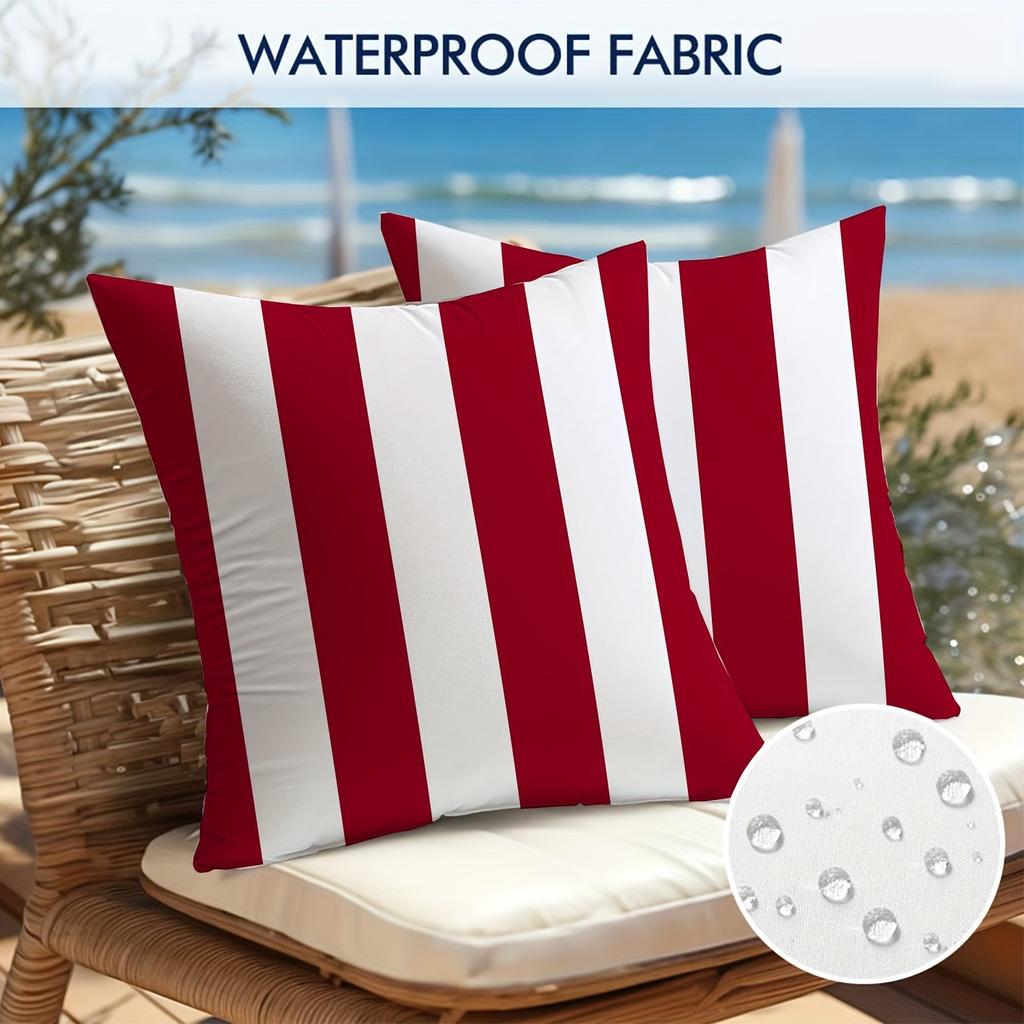 Waterproof Wave Width Bar Cushion Cover 30x50/45x45cm Island Holiday Lifestyle Outdoor Garden Chair Pillow Case Home Decoration