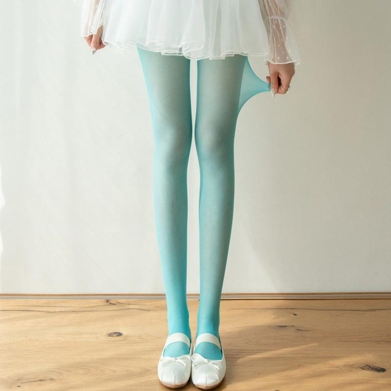 

Women s Sexy Transparent Silk Stockings Disposable Breathable Sheer Tights Summer Ultra Thin Sock Colorful Anti-hooked Pantyhose One Size зелений