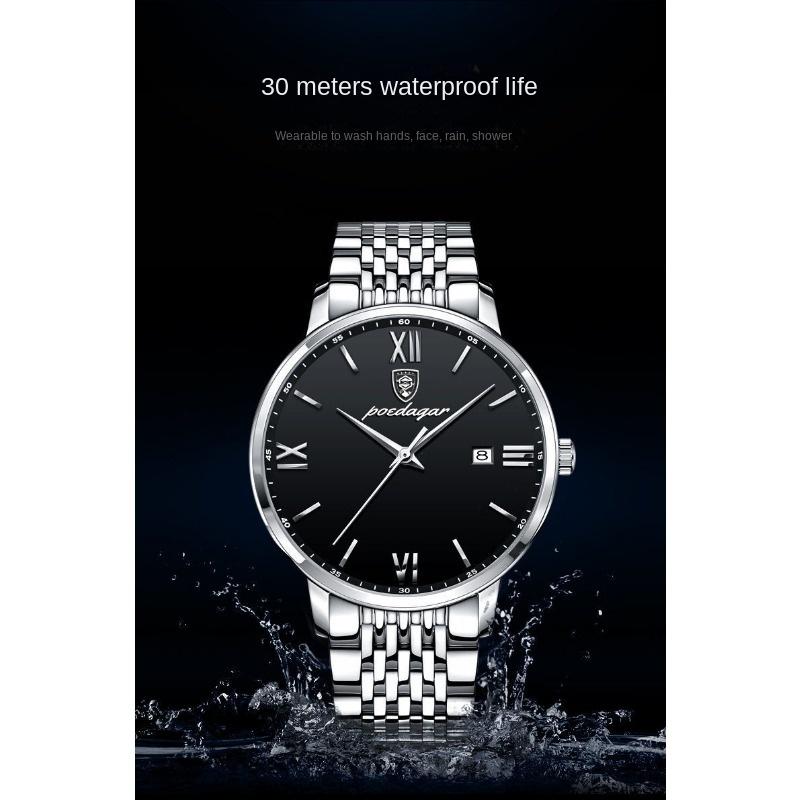 Top brand new waterproof luminous men's watch student ultra-thin calendar business watch