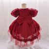 New Princess Girls Embroidery Flower Newborn Dress Children Kids Elegant Wedding Dresses Children Clothing For 0-2 Years