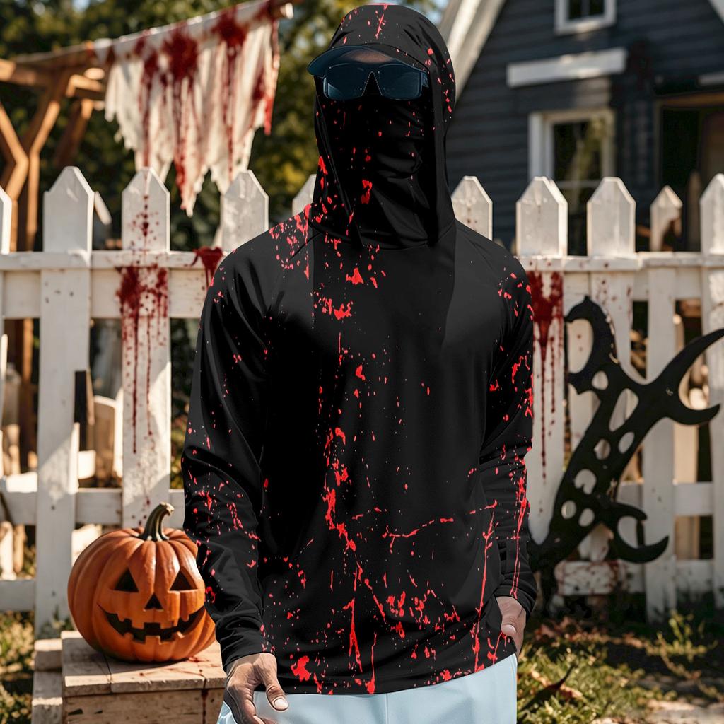Men's Quick Dry Long Sleeve Sun Hoodie for Fishing Gym Running