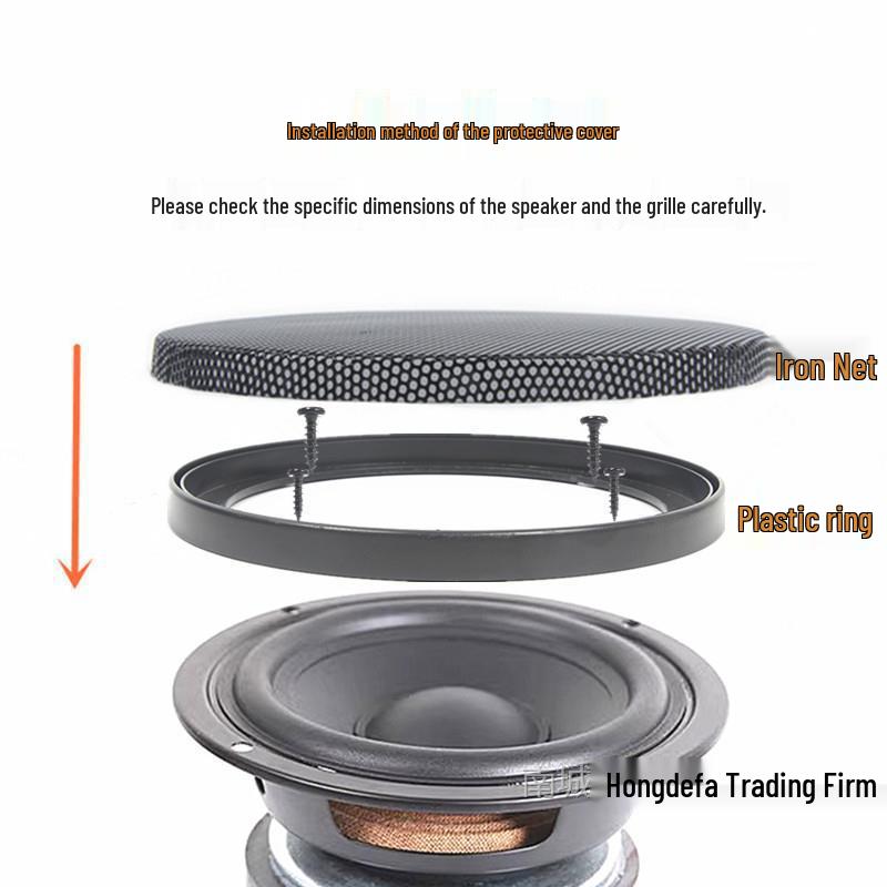 4", 5", 6.5" Car Speaker Grille & Decorative Ring Set with Mesh Cover