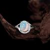 Colorful natural oval 8*10mm ethiopia opal ring earrings 925 sterling silver luxury fine jewelry set for women's engagement gift
