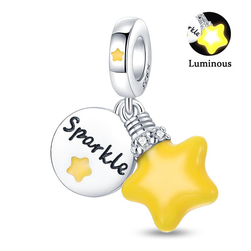 Charm Bead Components Compatible With Pan Copper Metal Firefly Ocean Star Butterfly Glowing Changing Color Trendy Authentic Original Bracelets Do It