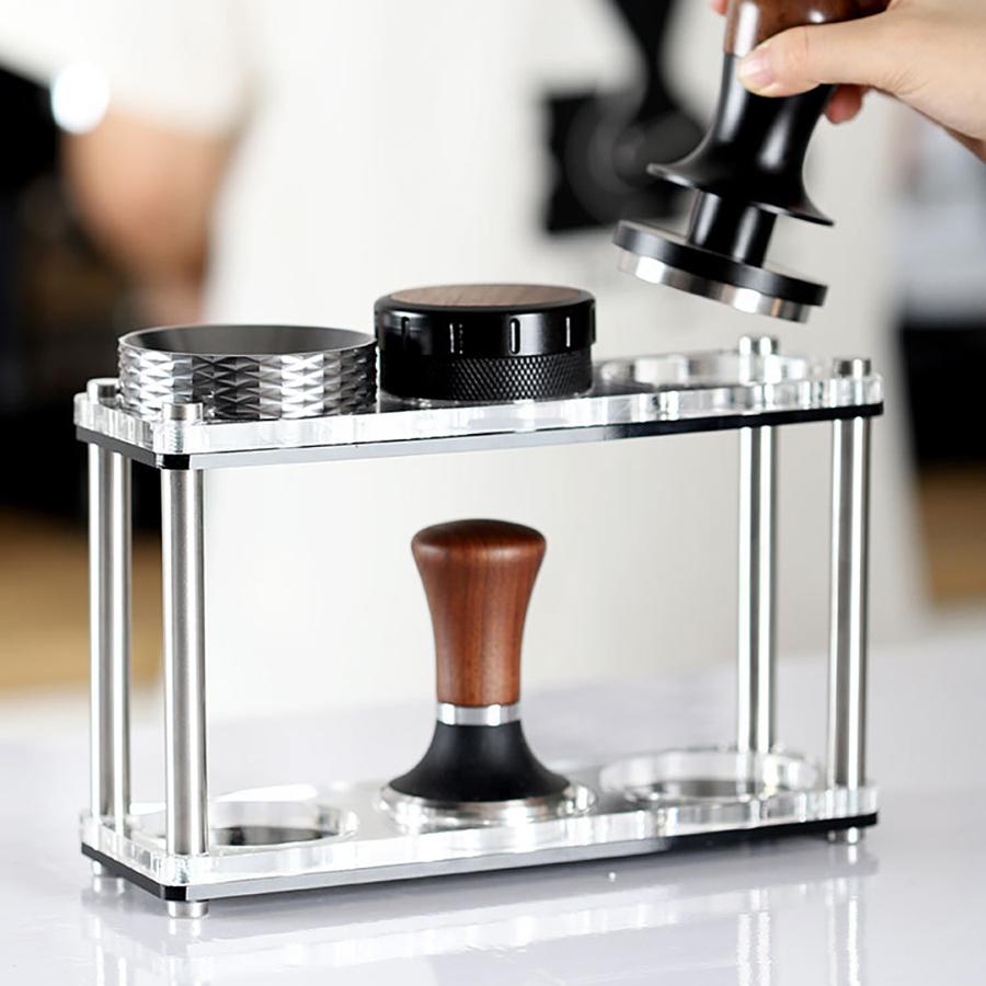 Acrylic Coffee Utensil Storage Rack Coffee Tool Storage Rack Stable Tamper Base Double-layer Acrylic Holder for Home Restaurant