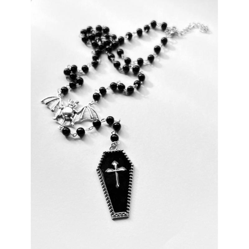 Y2K Dark Style Bat Cross Necklace - Personalized Trendy Sweater Chain