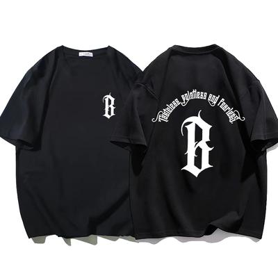 Frühling Sommer Herren 100 Baumwolle Übergroß Hohe Qualität Buchstabenaufdruck Sport Custom Streetwear T-Shirt Mode