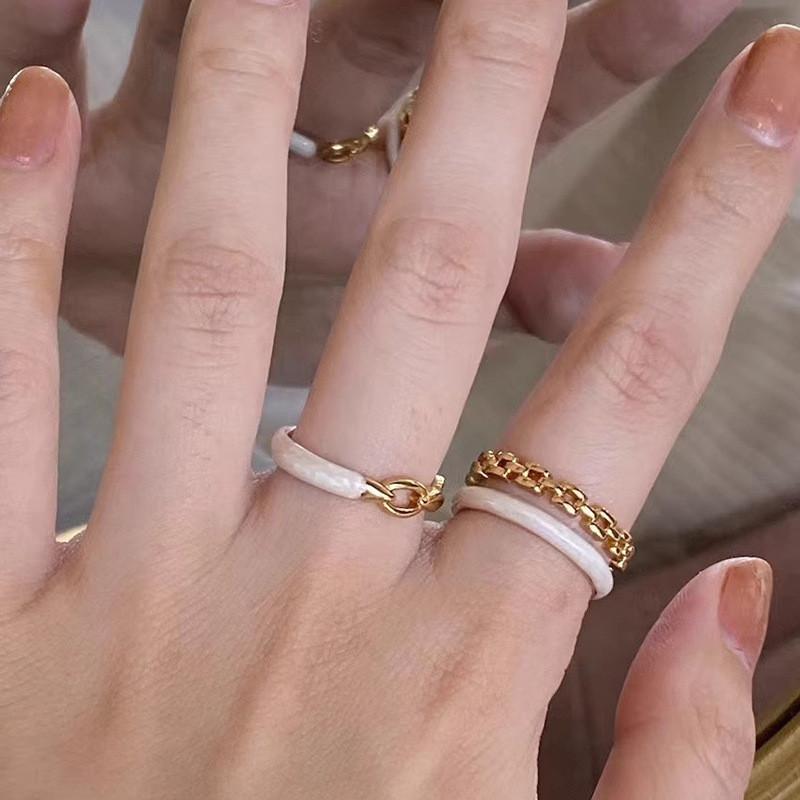 Elegant French Style Colorful Zirconia Double Layer Open Ring For Women Fashionable