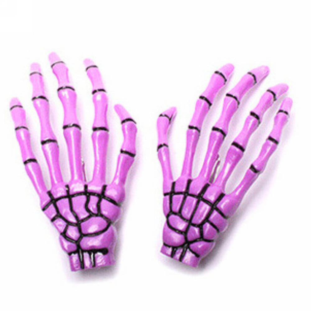 2PCS/SET Creative Design Skull Hand Bone Hairpin Gripper Ghost Skeleton Hair Clips Bone Claw Women's Fashion Hair Accessories