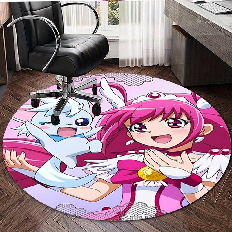 1pc Pretty Cure2 Design Printed Area Round Carpet for Bedroom Living Room Home Decor Rugs Mat Non Slip Mat Rug for Bedside