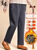 Grandma's Plus Velvet Thick Warm Straight-Leg Pants - Elastic Waist Loose Fit for Middle-Aged Women, Suitable for Autumn and Winter.