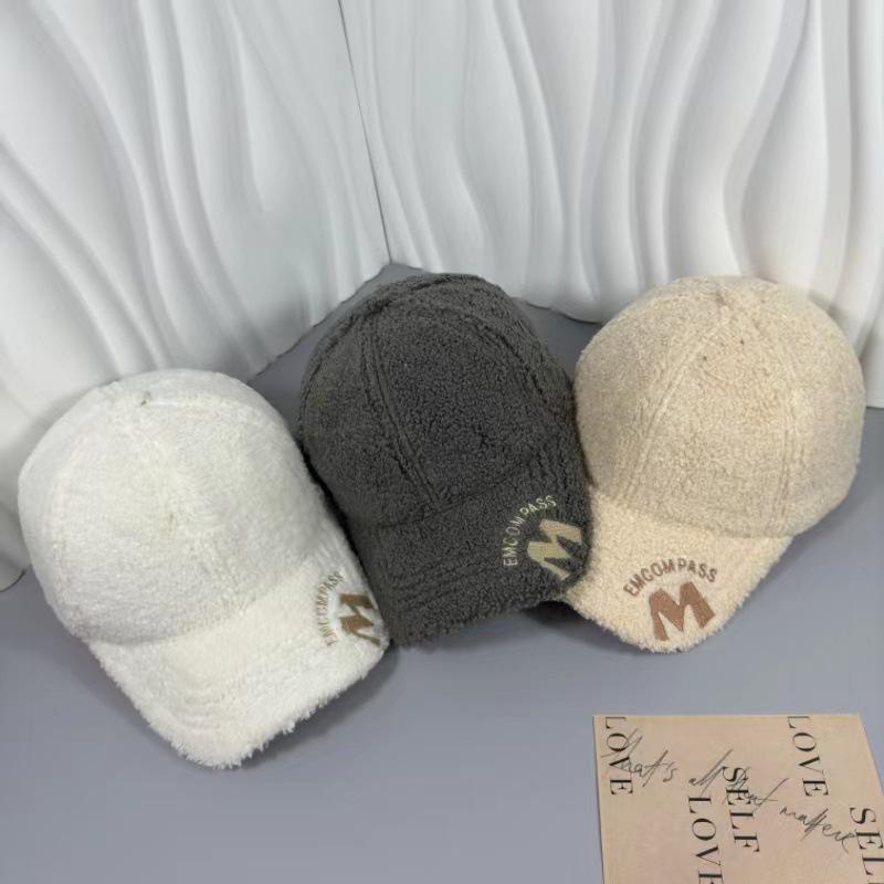 Embroidered Letter Winter Baseball Cap - Adjustable, Warm & Cozy with Soft Fleece Lining, Hand-Washable Polyester - Perfect for Outdoor Activities