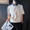 Herrenbekleidung Gespleißte T-Shirts Umlegekragen Stilvoller Reißverschluss Sommer Kontrastfarben Basic Lässig Kurzarm Poloshirts