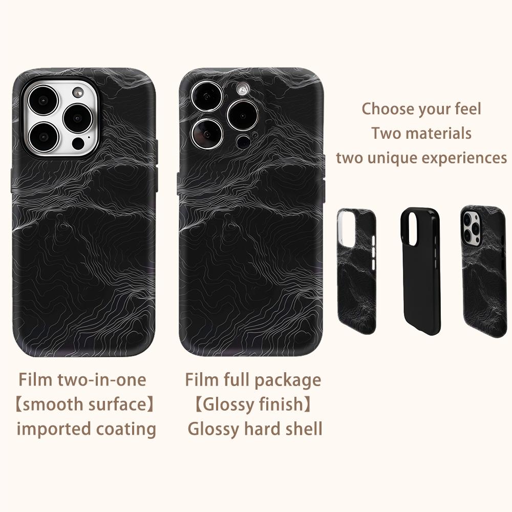 White Lines on Black Waves Phone Case for IPhone 17AIR 16E 16 15 14 13 12 11 17 Pro Max Plus Double-layer Back Cover