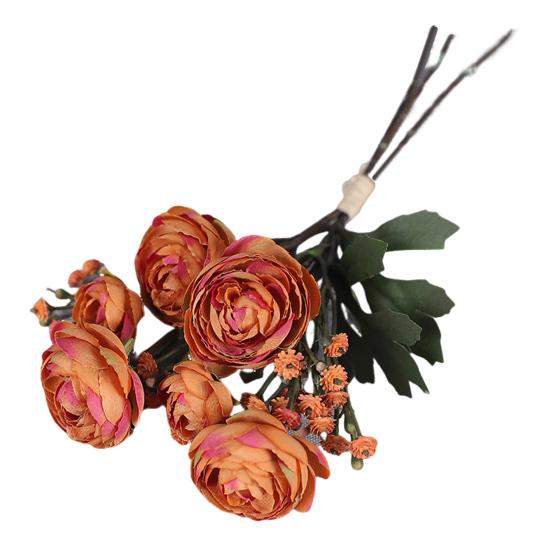 1 Bunch Artificial Camellia Flower Bouquet Realistic Fake Silk Flower