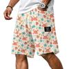 Men Casual Corduroy Drawstring Shorts Hawaiian Style Lightweight Breathable Beachwear with Pockets Comfortable Fit