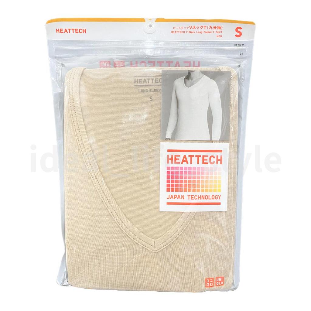 Uniqlo חולצת טי HEATTECH עם צווארון V ושרוולים ארוכים S-4XL שרוולים 9/10 גברים 479440 חדשה עם תג