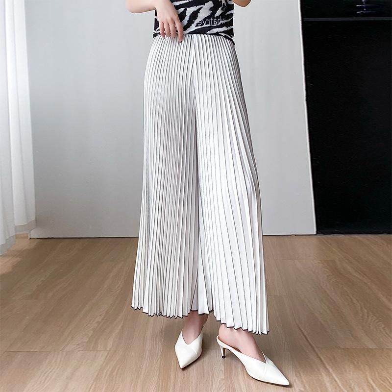 Pantaloni gonna comodi casual larghi a gamba larga da donna, estivi, design plissettato con effetto fluttuante