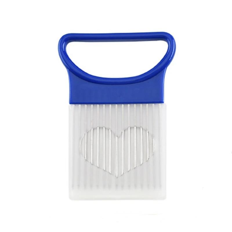 

1 шт. Игла для лука Вилка для лука Овощерезка для фруктов Резак для помидоров Безопасный держатель для нарезки Кухонные аксессуары Инструменты синий