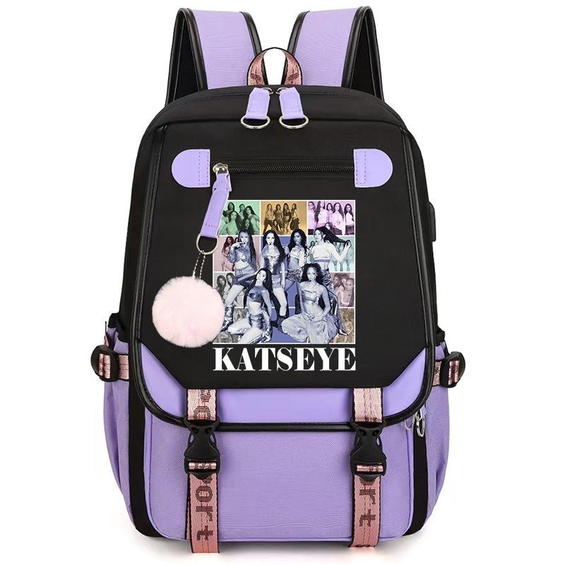 Katseye K-Pop Girl Group Print School Backpack for Students Daily Commute 1216-2, Lightweight Water-Resistant Large Capacity Bookbag